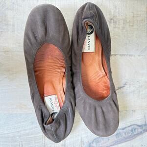 Lanvin Brown Leather Ballet Flats | Made in Italy | Size 37 |